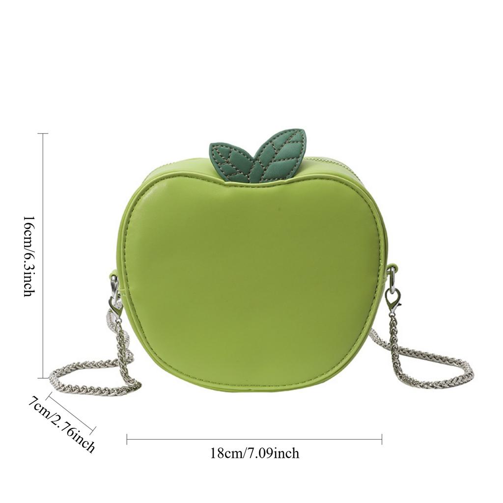 Apple Shape Shoulder Bag Leather Wallet Handbag Purse PU Women's Casual Apple Shape Shoulder Bag Zipper Closure, Crossbody Use