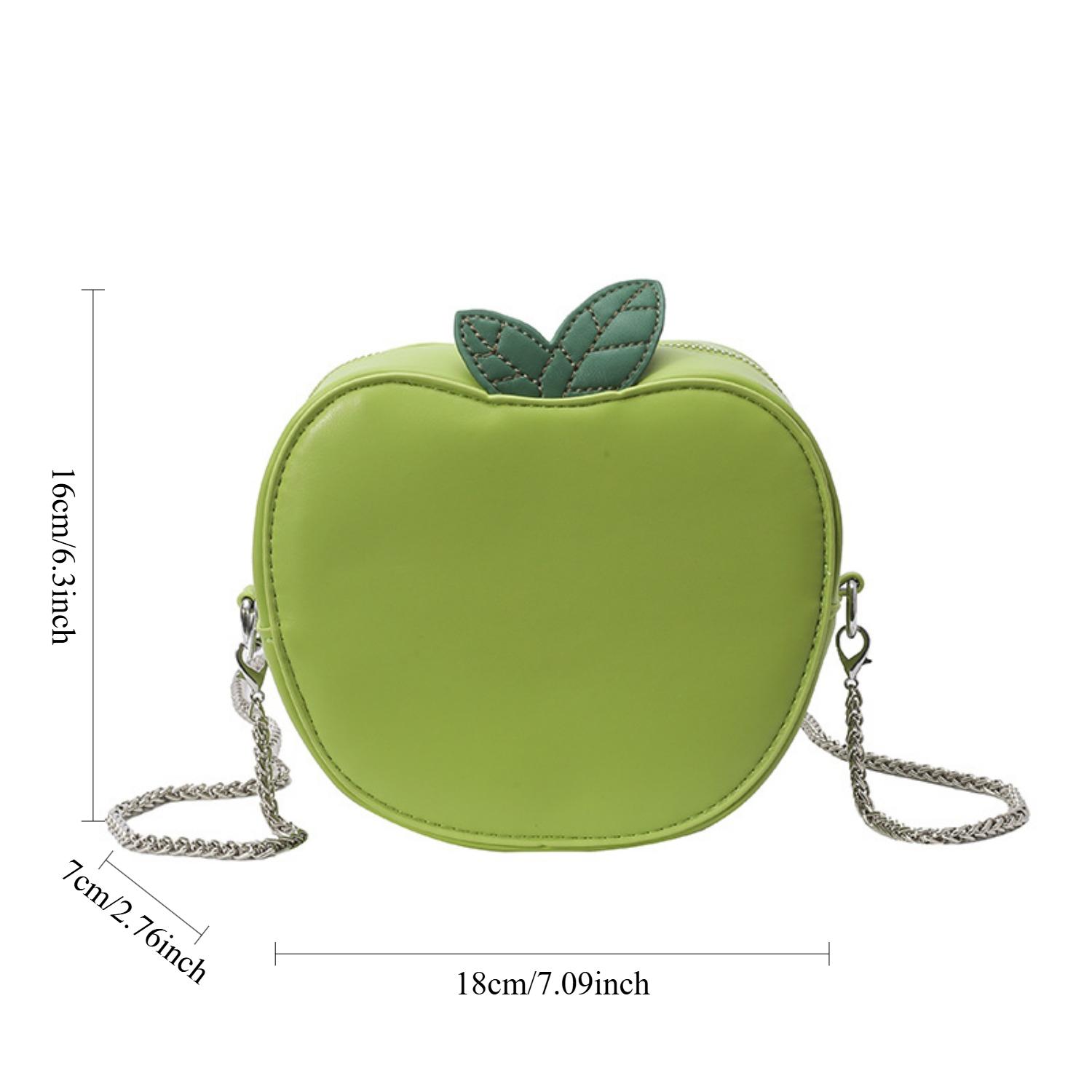 

Сумка на плечо в форме яблока, кожаный кошелек, сумочка, кошелек из ПУ, женская повседневная сумка на плечо в форме яблока, застежка-молния, ношение через плечо зелёный