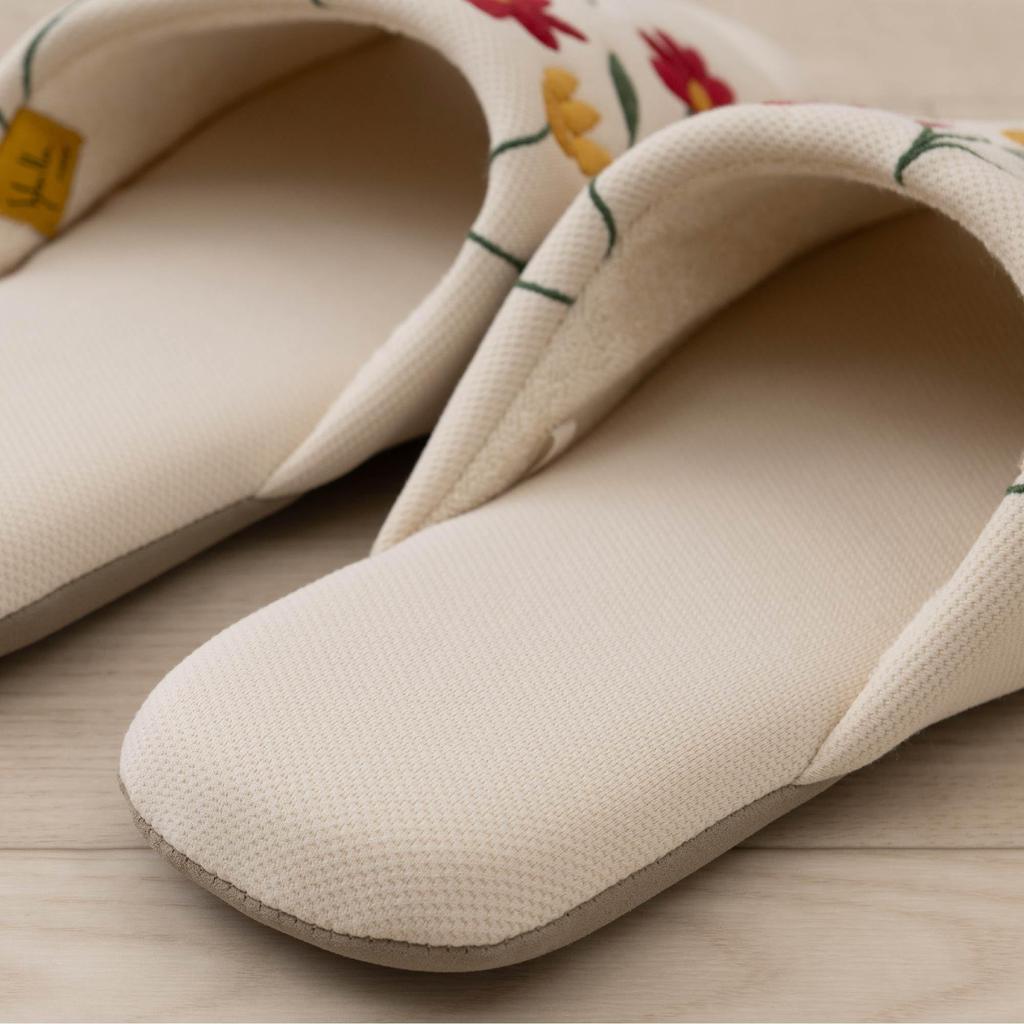 Sybilla Senko Flower Garden 2 Size M 47123 Slippers, (approx. 22-24cm), Beige,