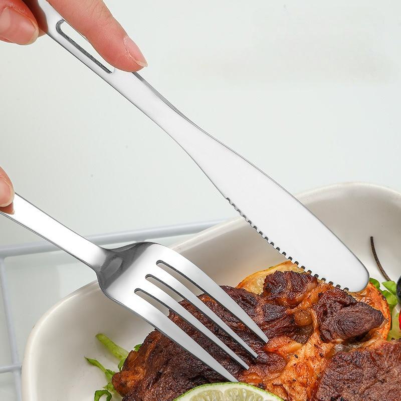 Tableware Set Stainless Steel Portable Cutlery Dinner Knife Fork Spoon 6-Piece Suit With Storage Bag For Travel Camping Flatware