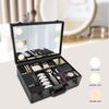 Makeup Train Case with LED Mirror 3 Color Lights Smart Vanity Cases Dressup PVC Cosmetic Bag Organizer for Travel Storage