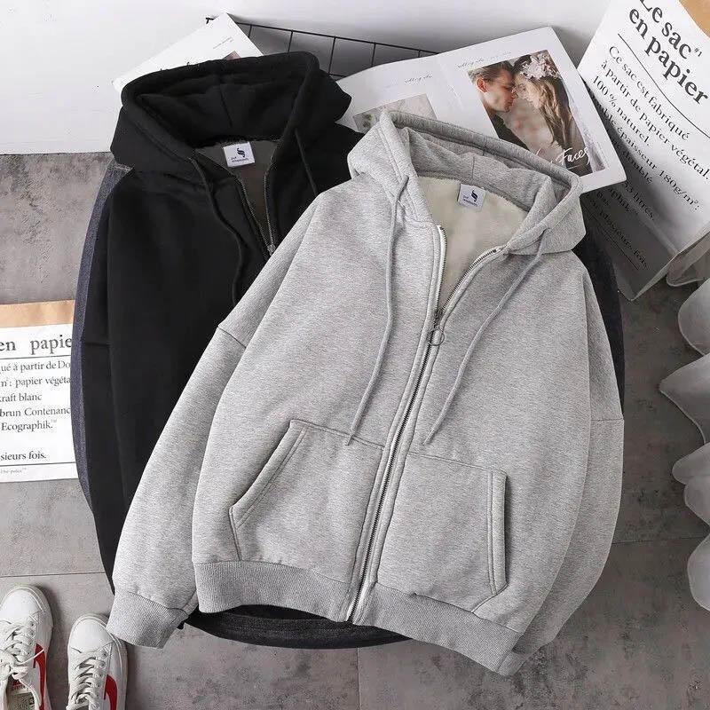 Padded Sweater Jacket Women Warm Casual Zipper Hoodie Thickened Tops Women Sports Large Size Loose Jacket