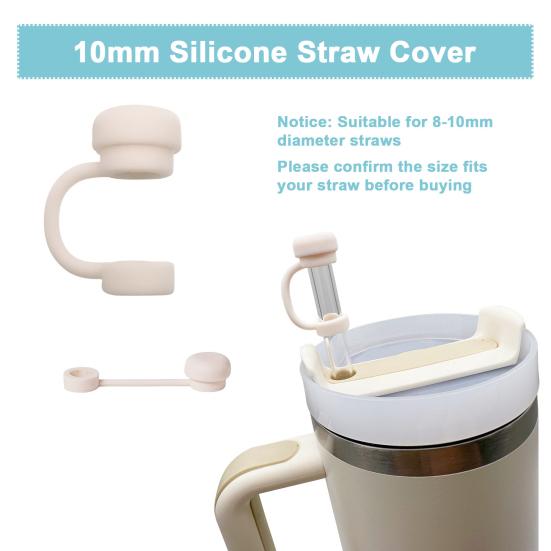 2Pcs Solid Color Straw Cover Food Grade BPA Free Silicone Reusable Dust-proof No Spill 10MM Tumbler Straw Tip Plug Topper Protector Cup Accessories