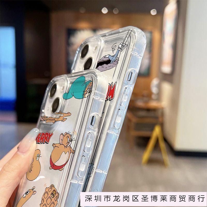 Applicable Apple iPhone14 protective case women's 13promax mobile phone case anti-drop creative cat and mouse spoof