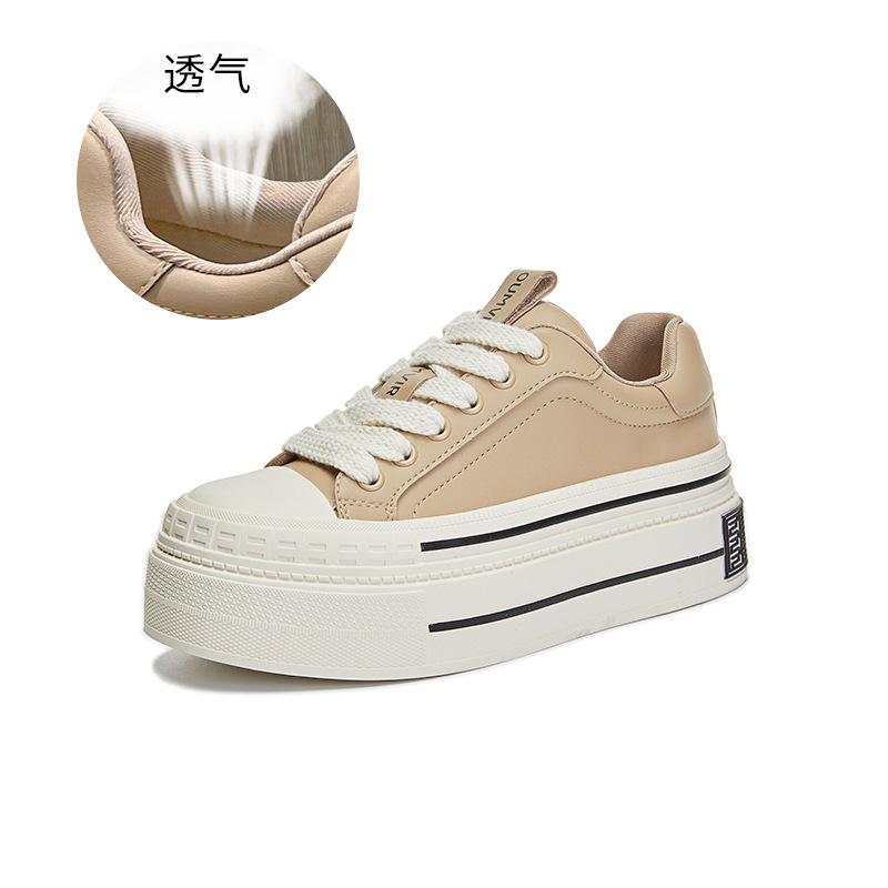 Leather little white shoes women's autumn new women's muffin baseplate shoes versatile casual shoes heightening sports women's shoes