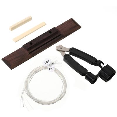 Klassische Gitarre Steg Ersatzset Mit Palisander Basis Und Nylonsaiten Inklusive 6 Beschrifteten Saiten Und 3 In 1 Saitenwechsel Werkzeug