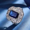 Jewelry Copper Bottom Gold-Plated Simulation Color Treasure Corundum Square Diamond 8 * 12 Temperament Ring Set Women