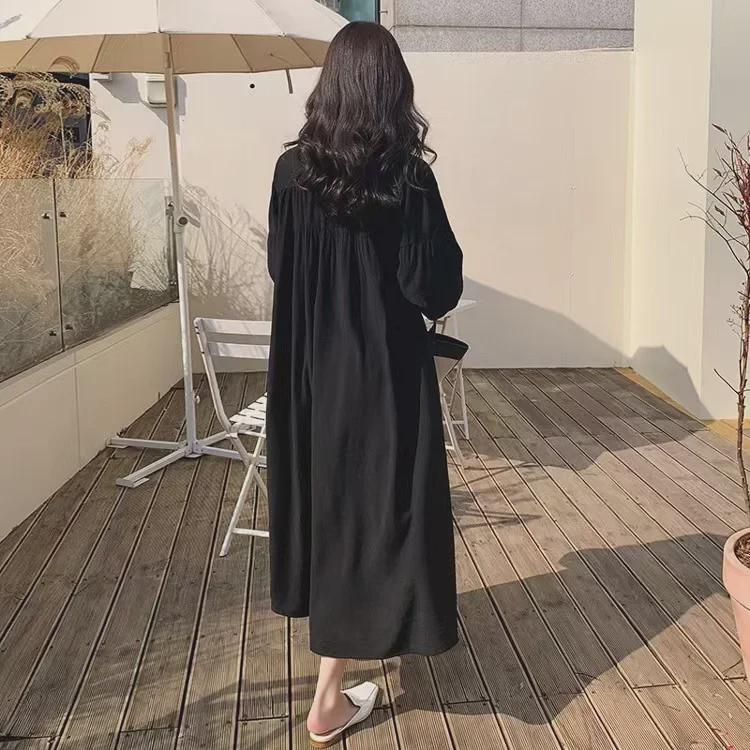 2024 Summer Chic Korean V-Neck Lace Lantern Sleeve Dress