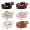 Gold Round Button Women's Belt PU Leather Leather Belt Vintage Waistband Belts  Pants