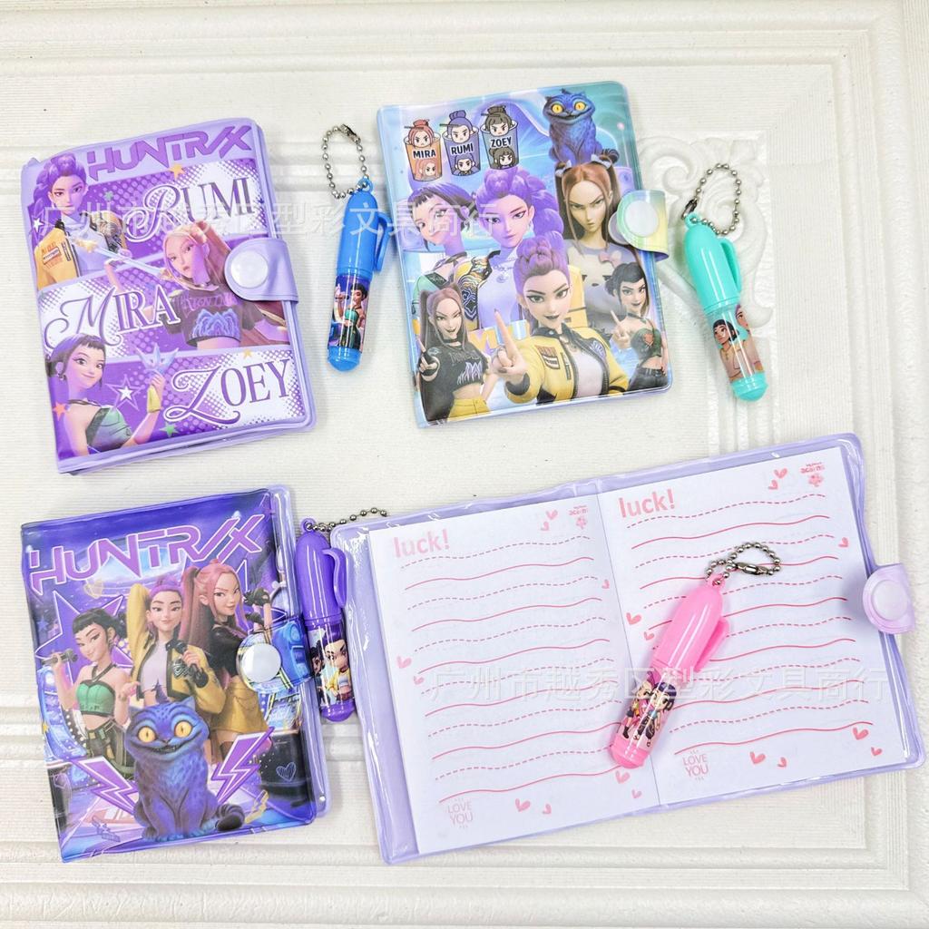1/4PCS Kpop Demon Hunters Mini Notebook With Ballpoint Pen Anime  Stationery Supplies Student Gifts 10.5*8cm