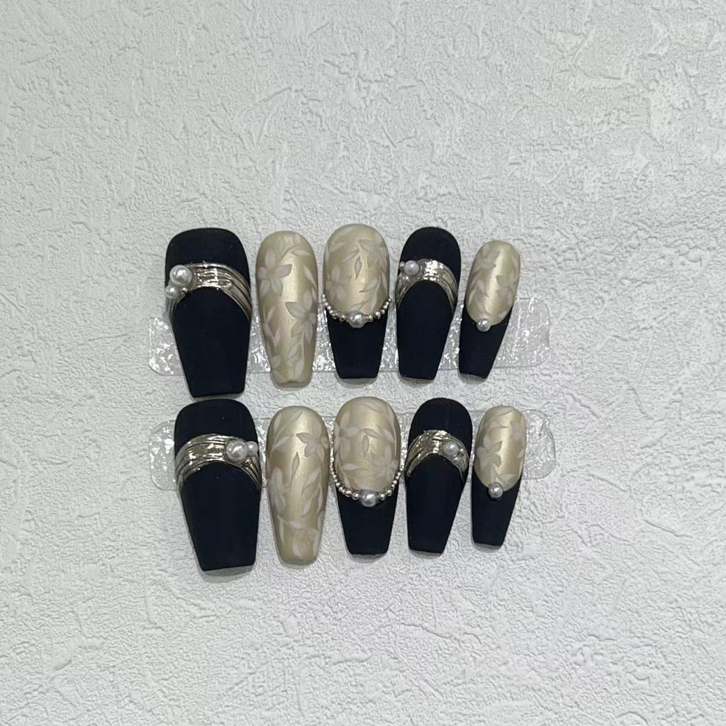 Golden Legend Wearing Armor Handmade High-end Pure Hand-painted Small Flower French Magic Mirror Manicure Finished Product Removable