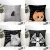 Funny Cat Thinking Network Pattern Pillow Case Home Living Room Decoration Linen Pillowcover Pillow Cases Cushion Cover