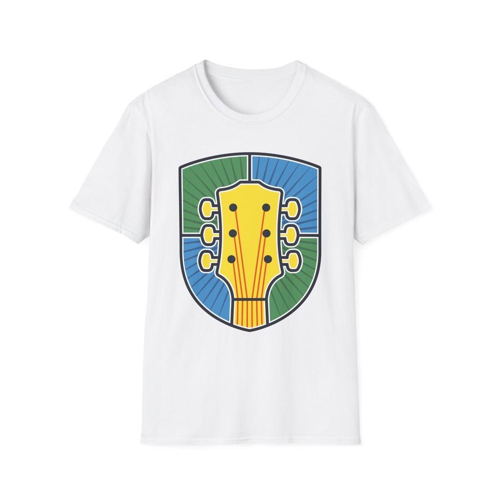 Guitar Badge Tshirt, Rock Music T-Shirt, Guitar Design Tee, Retro Music Top