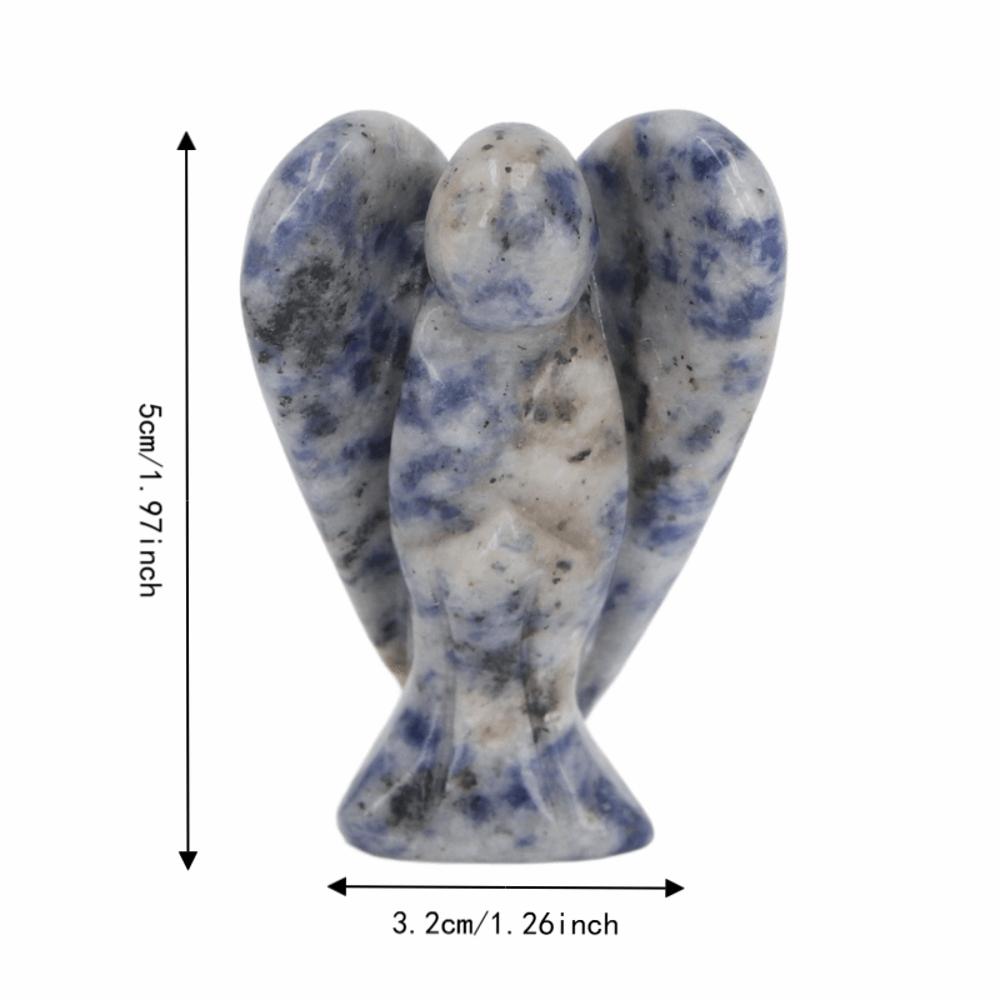 1pcs Hand Carved Natural Stone Guardian Angel Statue Angel Gemstone Decor Home Decor