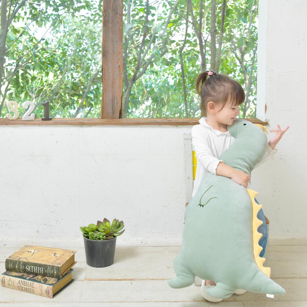 Livheart Body Pillow, Polyester, Roomies Party, Scared Dinosaur, Large (Total Length: Approx. 42cm), Fluffy and Soft, 58931-51
