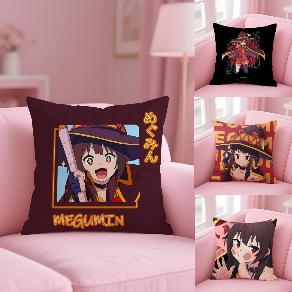 Cute M-Megumin Cushion Cover Soft Short Plush Double-Sided Printing Home Decor Machine Washable Pillow Case Gift