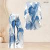 Women Plus Size Round Neck Three Quarter Sleeve Blue Printed Flared Top And Flared Pants Two Piece Set