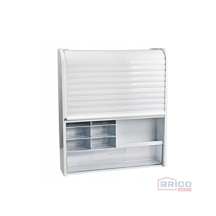Boite À Pharmacie - Blanc - Murale - Plastique - Tiroirs - Design Contemporain