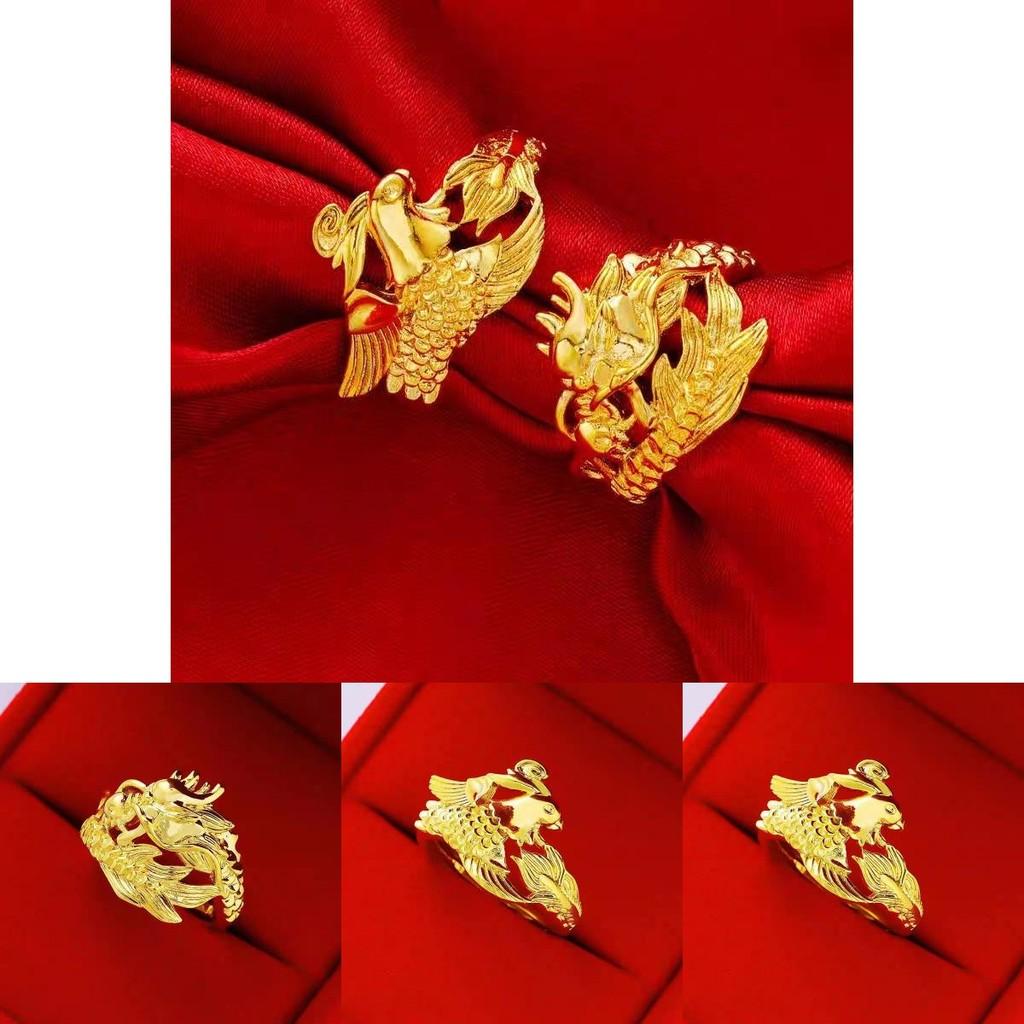 Beautifully Crafted Dragon And Phoenix Couple Rings In Antique Retro Chinese Style