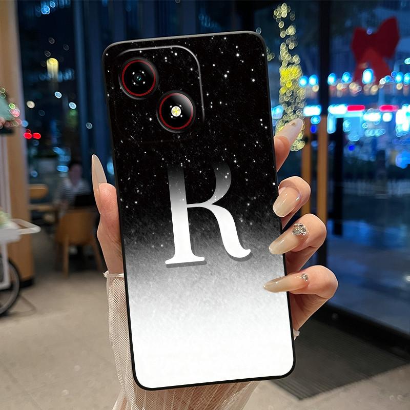 Beautiful Bright Color Couple Phone Case For ZTE Blade A35E Anti-scratch Soft Lucky Initial A-Z Letter Pattern Shell