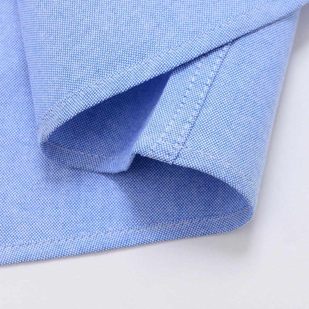 Męska koszula Oxford 100% bawełna, jednolita, z krótkim rękawem, zapinana na guziki, biznesowa casual z kieszenią na piersi