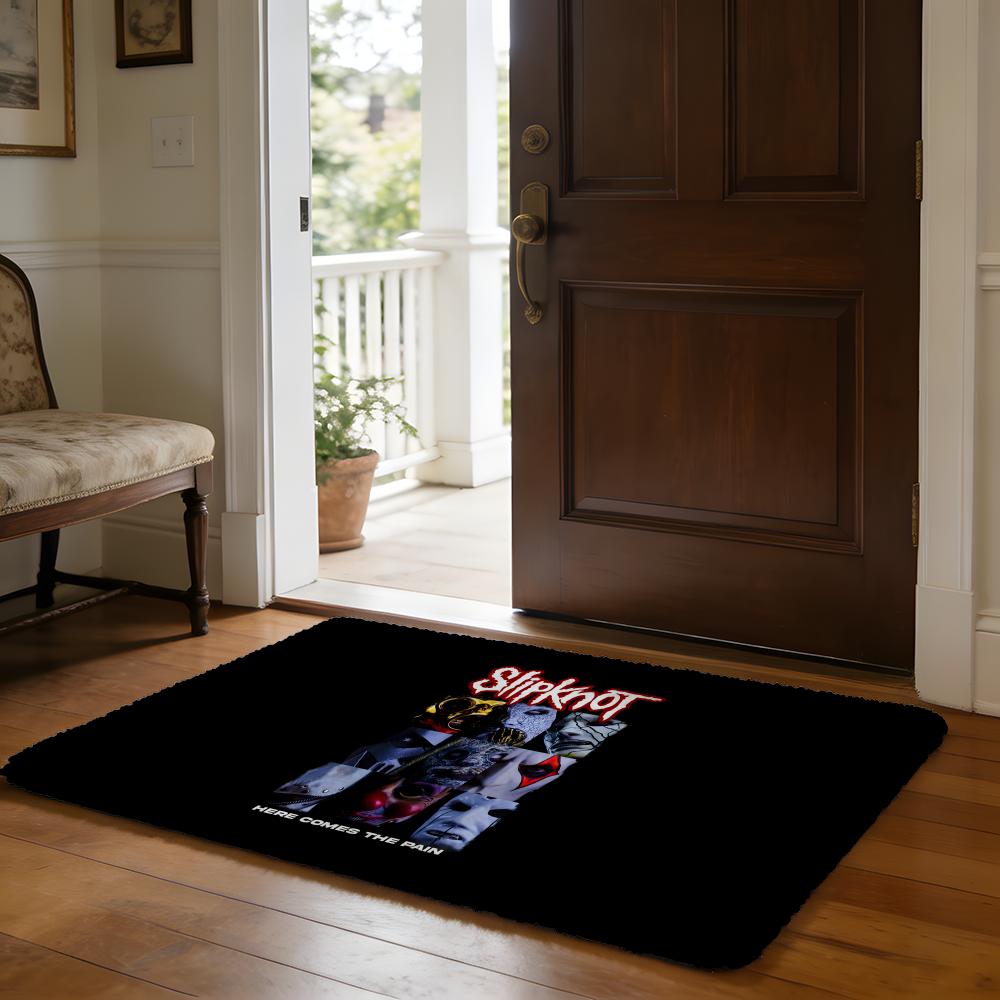 Floor Mat Soft Flannel Rug Non-Slip Absorbent Mat for Bathroom Bedroom Home Decor Rock Band S-slipknot