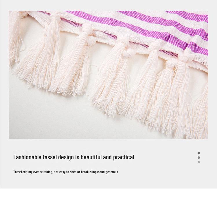 Extra Large Striped Tassel Turkish Bath & Beach Towel Shawl