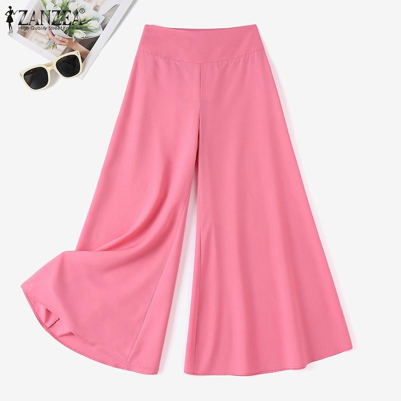 

ZANZEA Женские повседневные широкие брюки с боковой молнией и расклешенными штанинами