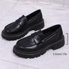 British Style Pu Leather Platform Loafers Women Fashion Plus Size 43 Slip On Oxfords Shoes Woman Thick Bottom Work Shoes Ladies
