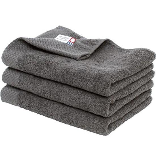 Bloom Imabari Towel Certified Face 3-Piece Set Ciel Hotel Specification Absorbent Quick-Drying Room Drying 100 Cotton Made Japan (Charcoal)