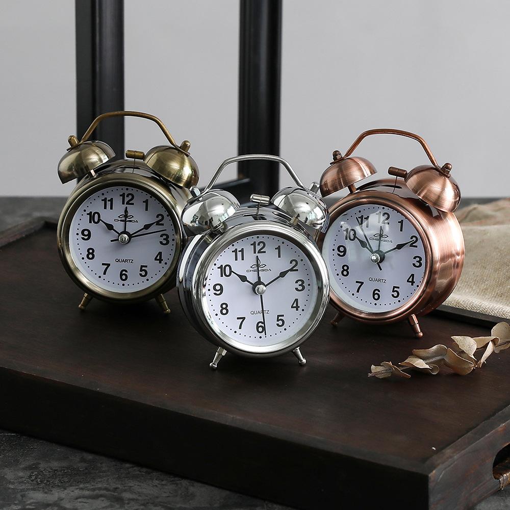 Twin Bells Alarm Clock Silent Non Ticking Quartz Metal Retro Mini Two Double Large Squid Digital Sunrise Kids Game Mirror Smart