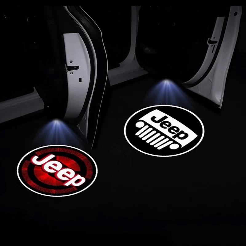 Für Jeep 2 Stück 3D Auto Willkommenslicht LED Atmosphäre Geisterlampe Dekorativ Für Jeep Wrangler Grand Cherokee Wagoneer Gladiator C
