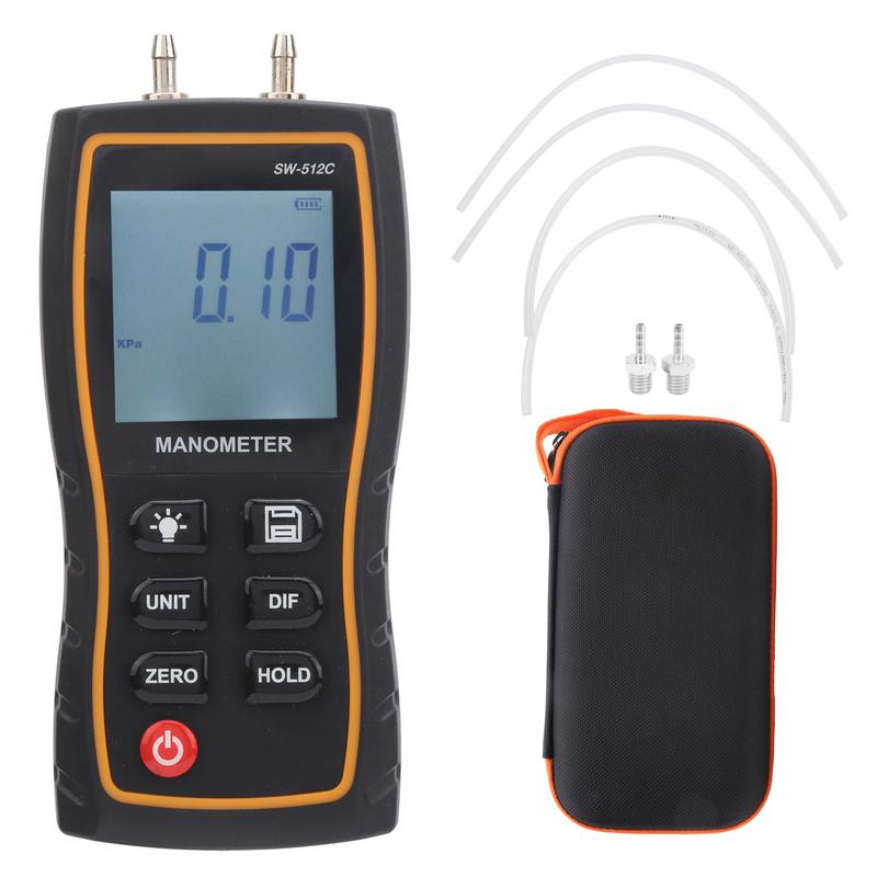 Air Pressure Tester Gauge SW‑512C Digital Manometer HVAC Air Pressure Meter Gauge Differential Air Pressure Tester Tool