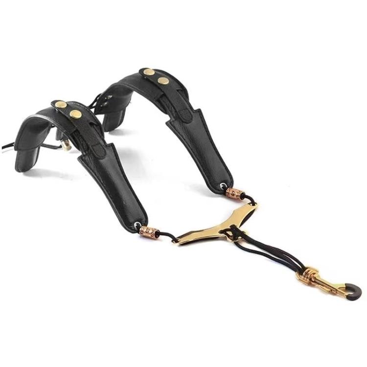 Saxophone Double-Shoulder Strap Leather Adjustable Lanyard For Tenor Alto Sax Accessories чёрный