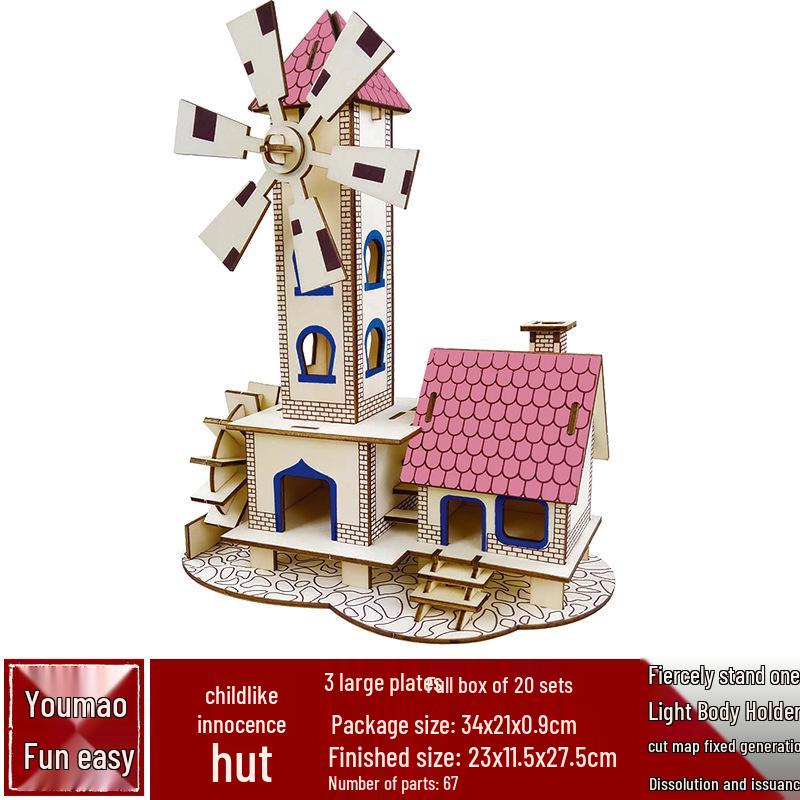 3D drevené puzzle architektonický model školská remeselná festivalová aktivita hračka