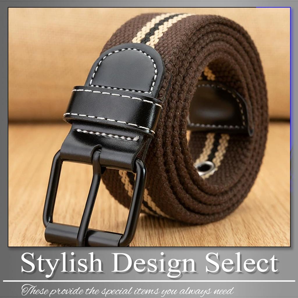 [Buzz Selection] Canvas Belt, Casual Fashion, Simple Design, Adjustable, Stylish, Men's LBU065 (Coffee)