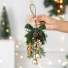 Christmas Ornament Velvet Bow Pinecone Pine Branch Hanging Pendant Xmas Tree Decor Vintage Metal Bells Home Party Decor