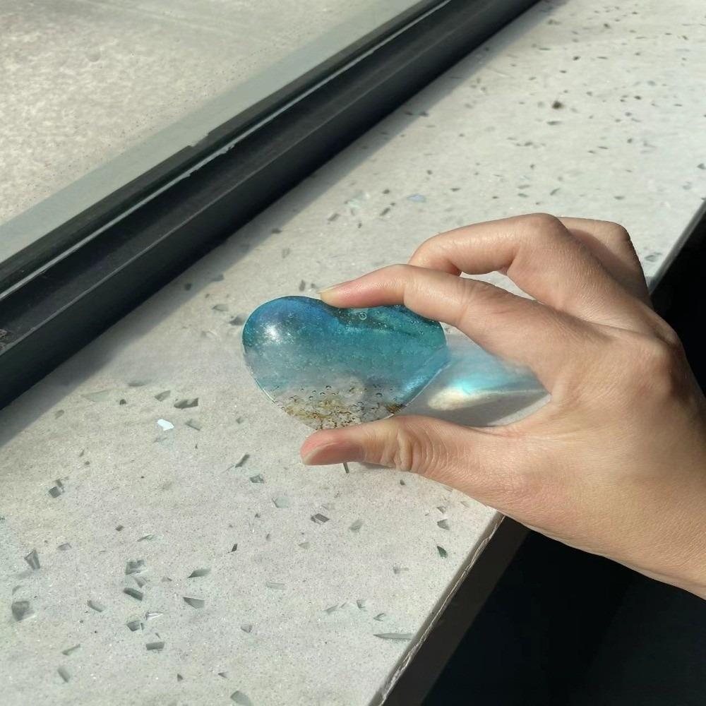 Blue Pocket Heart Stone with Card Meditation Balancing Stone Stress Support