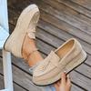 Pantoufles Plateforme Rétro Épaisses Une Pièce Grande Taille Printemps Automne pour Personnes Paresseuses, Chaussures Décontractées