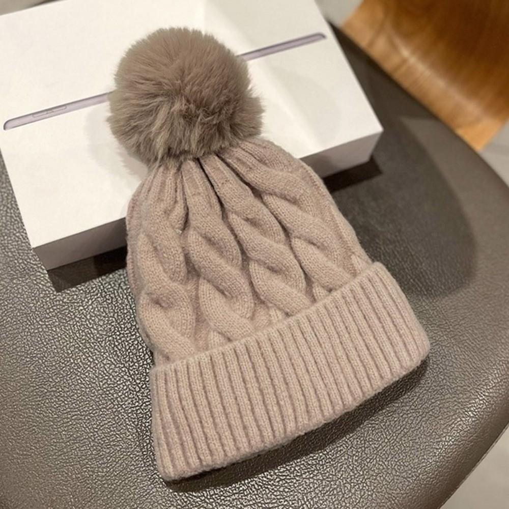 

Solid Color Pompom Hat Keep Warm Knitted Hat New Pullover Hat Autumn Winter хаки