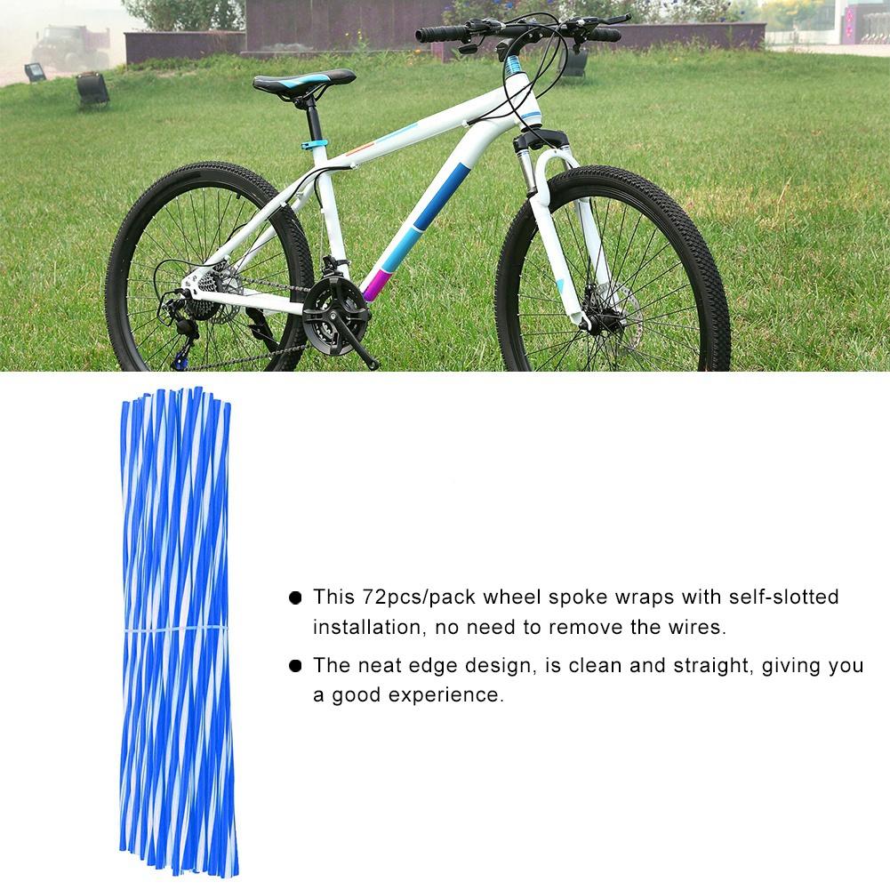 72PcsPack Motorcycle Dirt Bike Wheel Spoke Protector Cover Guard Wrap(Blue and White)