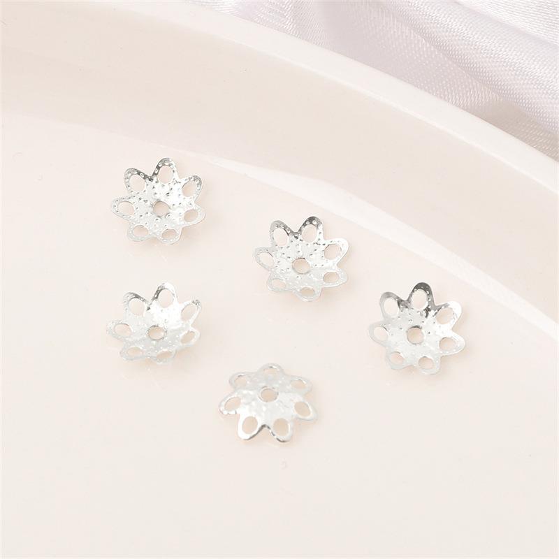 14K Gold Filled Flower Cap Bracelet DIY Jewelry Accessories with White Gold Beaded Spacers