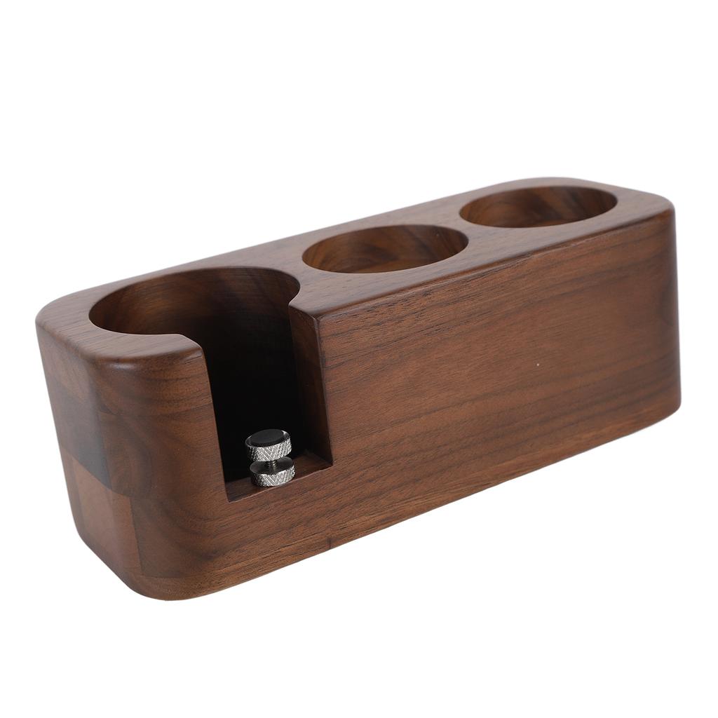 Coffee Tamper Holder 3 Holes Walnut Wood Prevent Slip Stable Coffee Tamping Station 58mm   2.3in