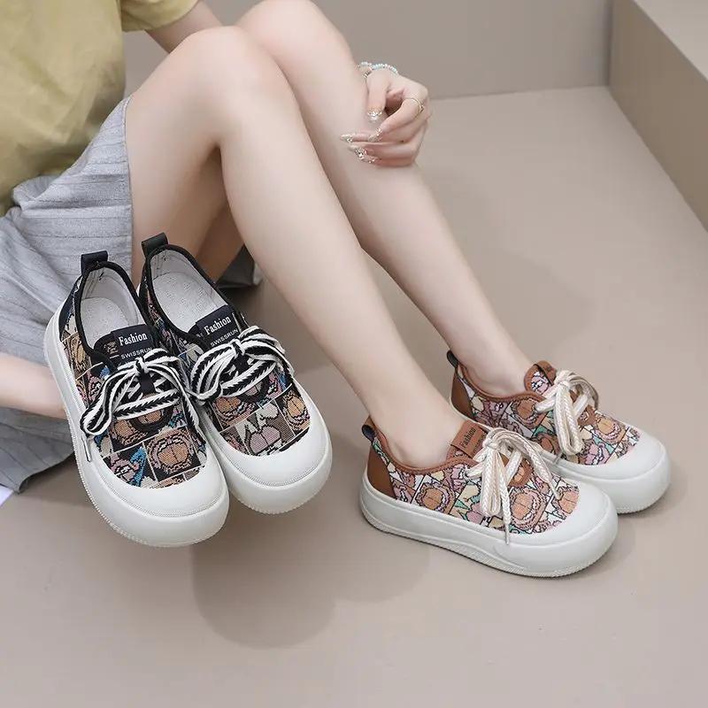 New In Round Toe Lace Up Women's Shoes Offers Stylish High Quality 2025 Vulcanized Shoe Y2k Fashion 39 Casual Ladies Footwear