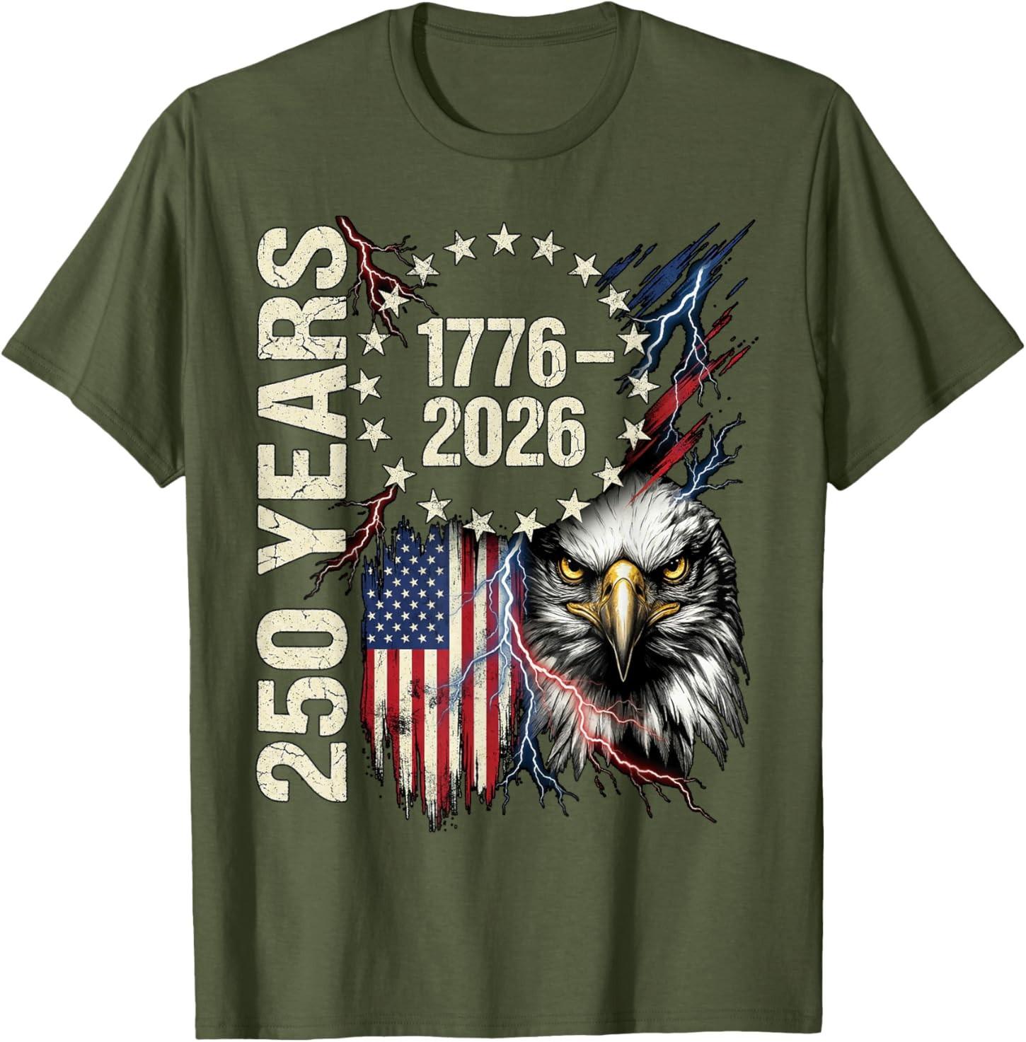 250th Anniversary USA Patriotic Eagle American 4th of July T-Shirt S