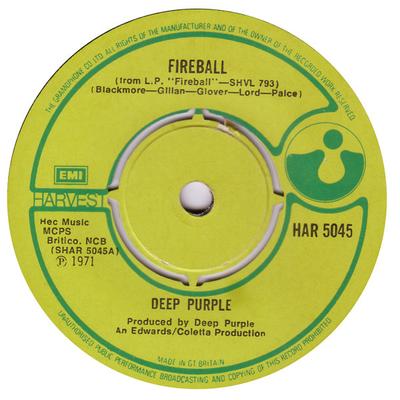 7inch Record DEEP PURPLE - Fireball HAR5045 Harvest 1971 UK Rock Used