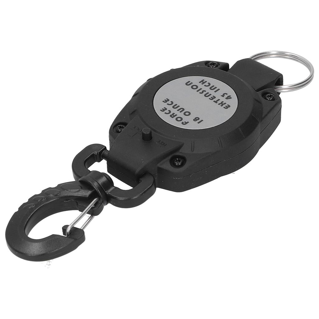 Black Retractable Keychain Telescopic Carabiner Holder AntiLost Diving Hook Key Ring