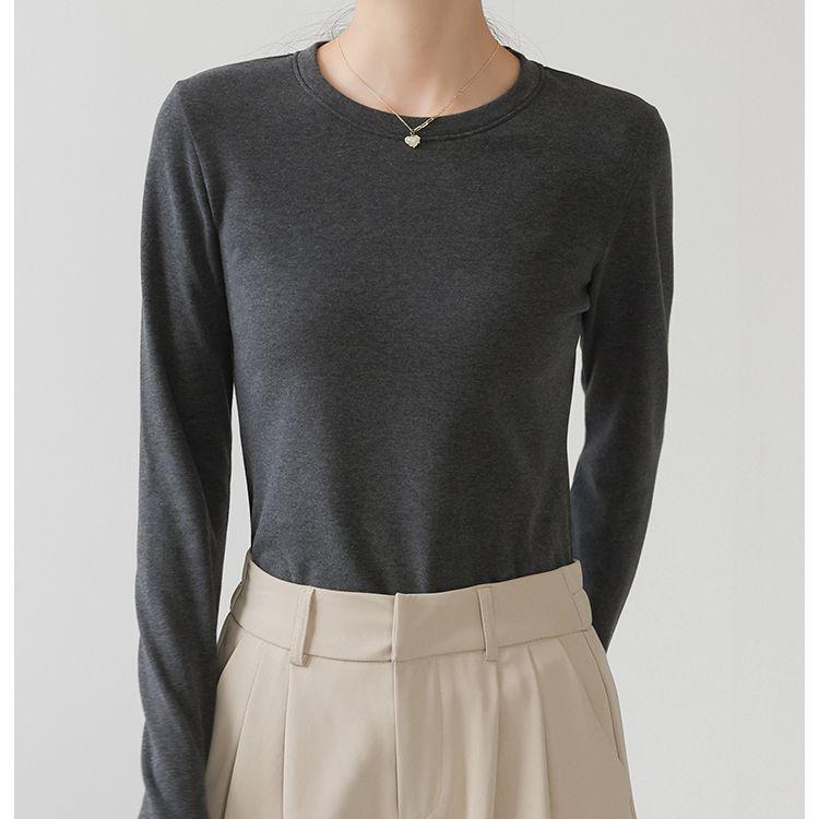 

Женский универсальный топ с круглым вырезом и длинным рукавом для весны и осени: Бодипозитивное и корректирующее нижнее белье Small темно-серого