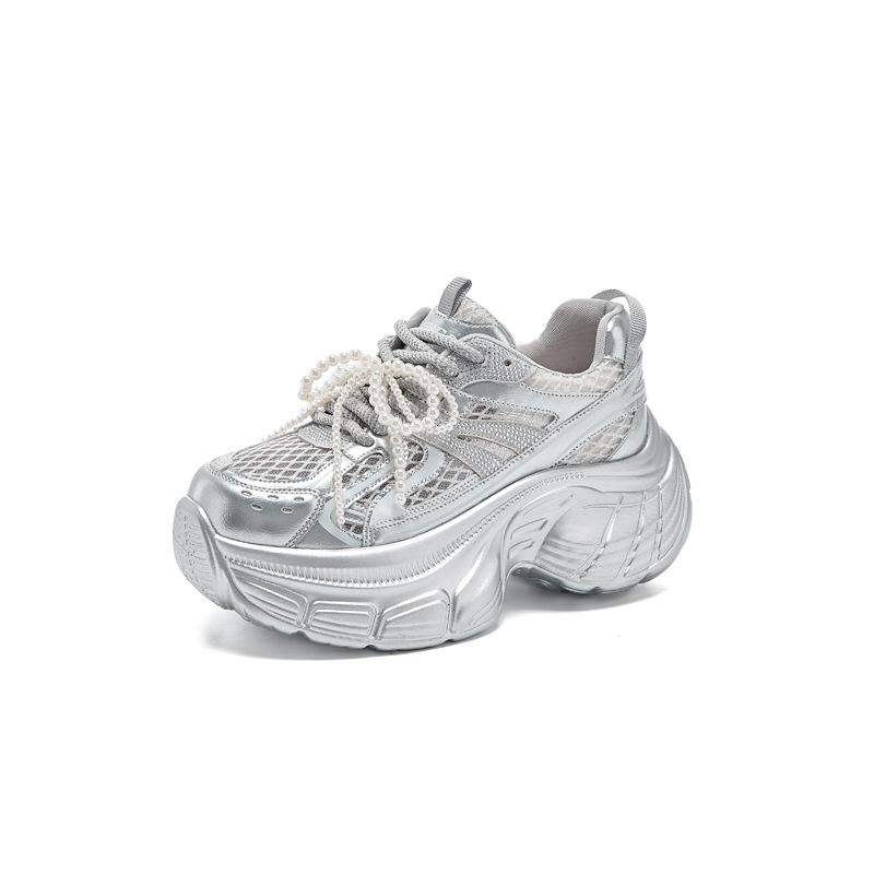 2025 spring new thick-soled super-fire dad shoes women's fashion casual versatile height-increasing straps ins trendy sports shoes