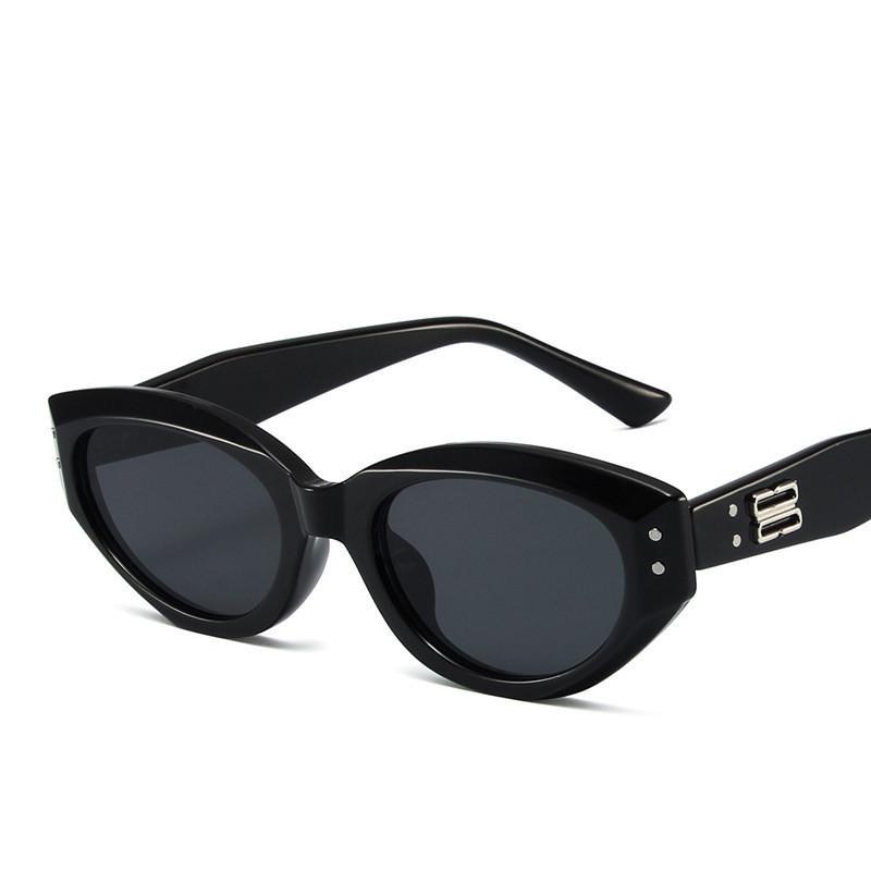 2024gm Cat Eye Sunglasses Women Polarized High Fashion Uv400 Black Frame Black Lens StyleA,